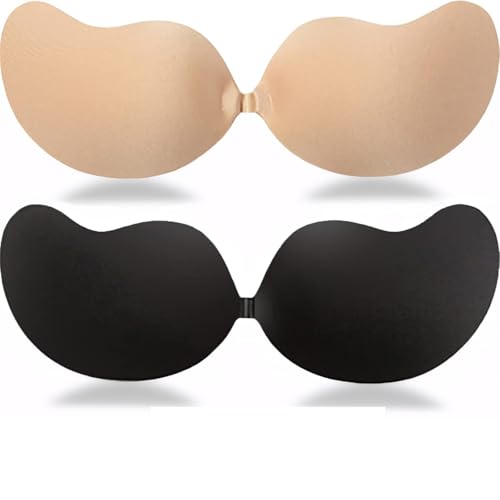 2 Pair Sticky Bra Strapless Adhesive Invisible Push Up Lift Bra for Women Reusable Self-Adhesive Bras for Backless Dress or Low Cut Top (UAE/KSA Cup Band A)