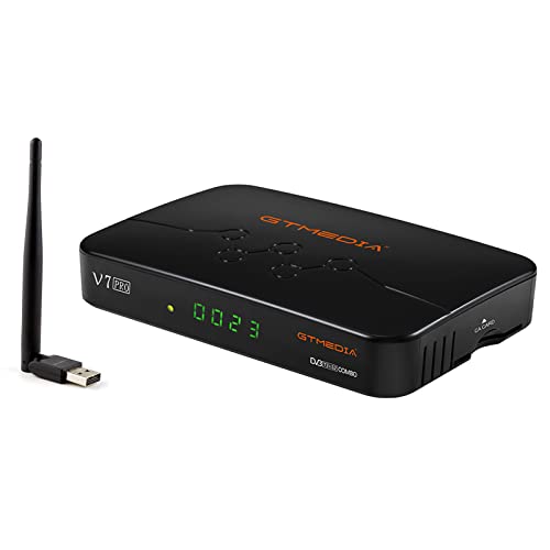 GTMEDIA V7 Pro Digital Satellite Receiver DVB-S2 S2X T2 Decoder, Full HD 1080p H.265 HEVC 10bit, Satellite TV Decoder with CA Card Slot USB WiFi Antenna, Biss Auto-roll,T2-MI Sat Receiver