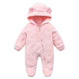 Mokitoni Newborn Onesie for Baby Girls Coat 9-12 months Fleece Jumpsuit Winter Snow Suit