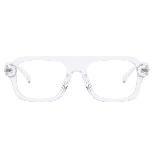 Image of LJCZKA Blue Light Blocking Glasses for Men Women Square Thick Frame Anti Eyestrain Computer Gaming Clear Lens Eyeglasses