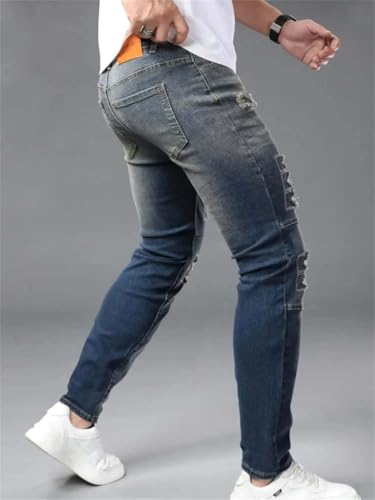 Men's Slim Washed Ripped Jeans Casual Distressed Stretch Hip Hop Skinny Denim Pants4