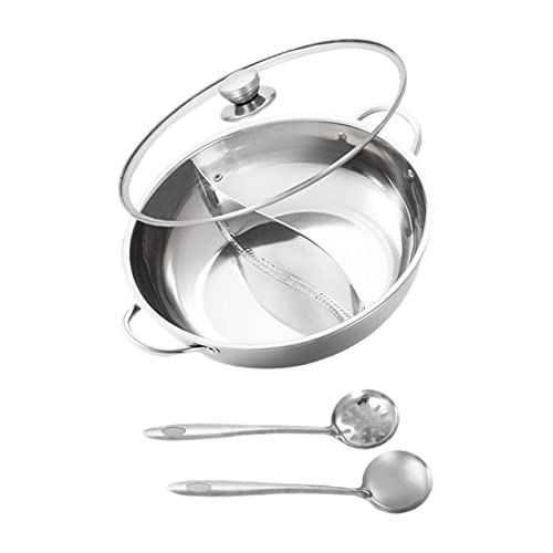 amleso 両手鍋 仕切り付き 卓上二食鍋 鴛鴦鍋 中華火鍋 32cm ステンレス鋼 二槽火鍋 しゃぶしゃぶ鍋 2種類の味を同時にお楽しめる ポット 卓上鍋 煮物 一鍋多役 ホーム/パーティーなど