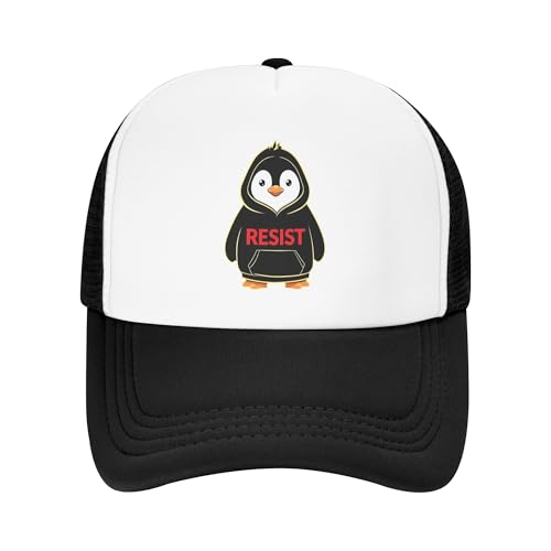 Greenchant I Stand with The Penguins Trucker Hat Anti Tariffs Kids Hats Adjustable Mesh Baseball Cap - Black