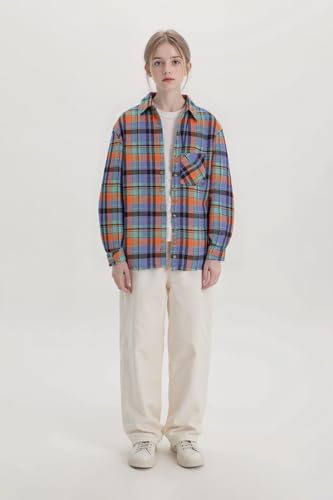 Image of SELINK Girls Long Sleeve Flannel Buffalo Plaid Button Down Shirt