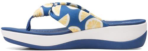 Image of Clarks Women's Arla Glison Flip Flop, Blue Print, 8.5 UK