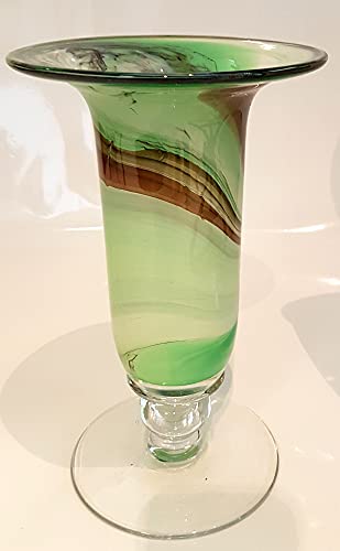 Groene vaas mondgeblazen gekleurd glas tafelvaas tulpenvaas bloemenvaas modern hoogte ca. 25 cm - Afbeelding 3