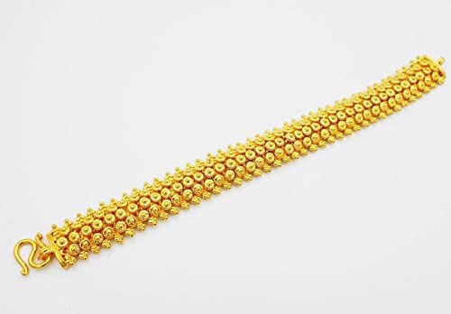Thai Gold Jewelry Pikun Flower Lai Thai Gold Plated Bangle 22K 24K Thai Baht Yellow Gold Filled Bracelet #TOP3