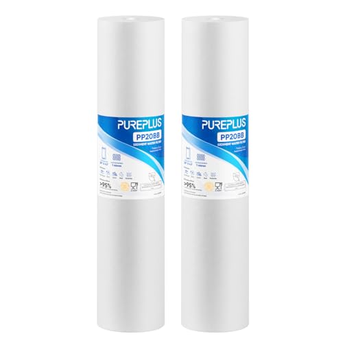 Image of PUREPLUS 1 Micron 20 inchx4.5 inch Whole House Sediment Home Water Filter, 2 Pack