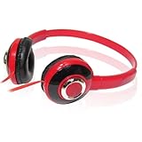 Fone De Ouvido Com Haste Ajustável Para Celular PC Tablet Computador Cor Vermelho