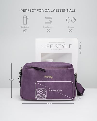Image of Alldaily Small Triple Zip Crossbody Purse for Women, Vegan Leather Phone Bag with Wide Shoulder Strap