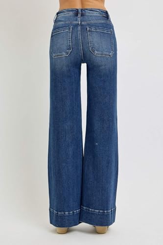 SALT TREE Risen Jeans - High Rise Wide Flare Patch Pocket Jeans - PW210042