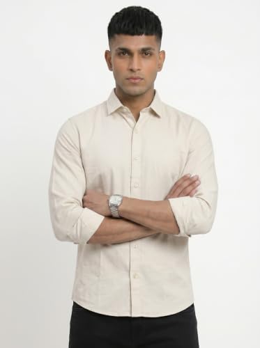 Image of DOXIC Men's Cotton Shirt with Spread Collar Neck Full Sleeves Classic Style Solid Pattern Regular Fit and Standard Length | Formal & Casual Wear Shirts