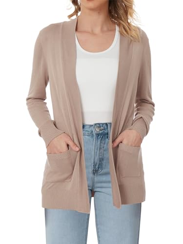 Image of Spicy Sandia Women's Basic Open Front Long Cardigan Sweaters with Pockets