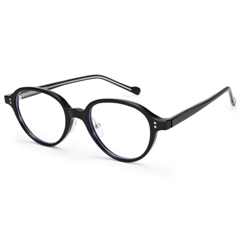 Image of Dollger Blue Light Blocking Glasses For Woman Men TR90 Retro Round Computer BlueLight Glasses Clear Lens Non-Prescription Black