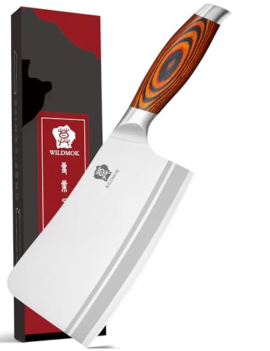 WILDMOK Coltello da macellaio – Coltello da cucina in ossa da cucina – 18 cm – Coltello tedesco ad alto contenuto di carbonio con manico ergonomico in legno di Pakka