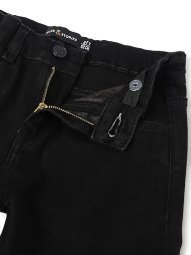 Image of Tales & Stories Boys Slim Fit Denim Jeans | 5-Pocket Stylish Mid-Rise Pants| Durable Cotton Denim Lycra with Button Closure | Casual Wear
