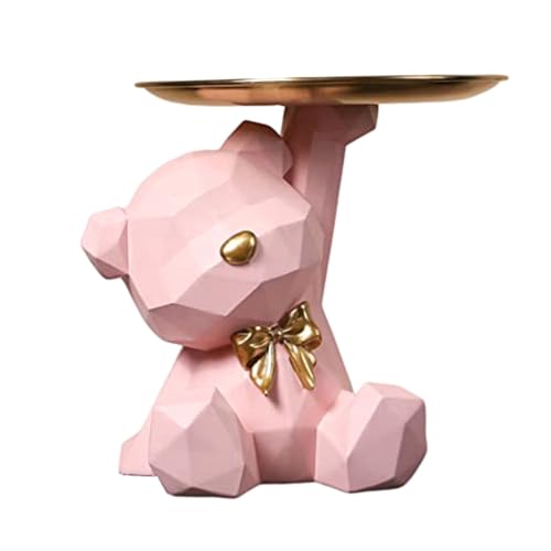 Qeunrtiy Bandeja de Almacenamiento Estatua Estatuilla, JoyeríA Pendientes Bandeja de LáPices Labiales, Estatuas de Oso con, Esculturas Cuenco para Llaves-B