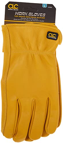 Clc Custom Leathercraft 2060L Top Grain Goatskin Work Gloves, Large, Gold #TOP4