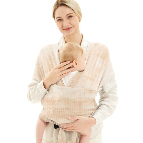 Image of Momcozy Baby Wrap Carrier, Ergonomic Infant Slings for Newborn to Toddler 8-35 lbs, Adjustable Baby Wrap for Adult Fits Sizes XXS-XXL, Easy to Wear Baby Carriers, Lake Green