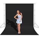 UTEBIT 10x10FT Black Backdrop for Photography, Polyester Photo Backdrops Cloth for Photography, Low-Temperature Ironing Wrinkle Removal