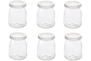 6Pcs Yogurt Pudding Glass Jars with Plastic Airtight Lids for Party Favors (7oz )