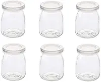 Conjunto De 6 Potes/Garrafas Para Iogurte/Pudim Com Tampas De Plástico, Ideais Para Geleia, Mel, Lembrancinhas De Casamento, Lembrancinhas De Chá De Bebê E Papinhas (150 Ml).