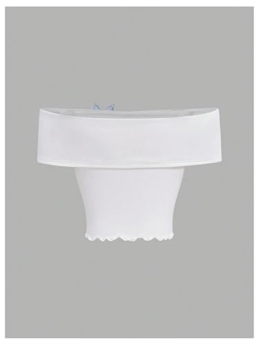 Verdusa Girl's Y2K Off The Shoulder Crop Tops Summer Going Out Butterfly Shirts2