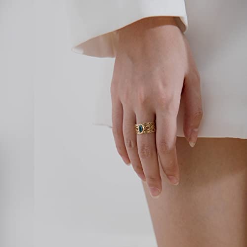 Anéis de declaração na moda delicados moda vazados personalidade retrô anel de aço inoxidável festa