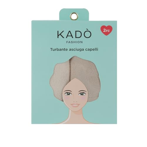 KASANOVA Juego de 2 toallas de pelo turbante de microfibra beige