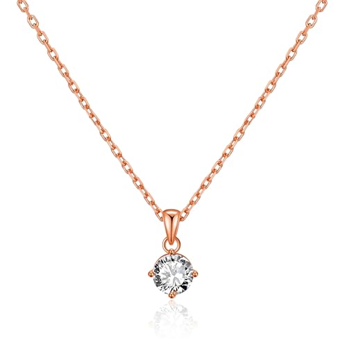 Philip Jones Rose Gold Plated Solitaire Necklace Created with Zircondia® Crystals