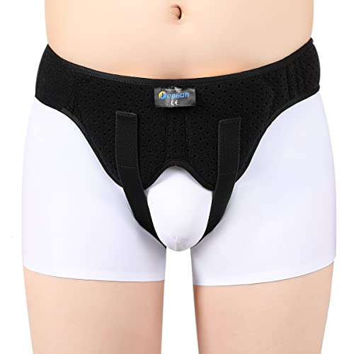 Tenbon Cinturón Soporte Hernia Inguinal Hombre Mujer - Braguero Postoperatorio/Preoperatorio Universal con Almohadillas Extraíbles, Alivia Dolor Ingle Izquierdo/Derecho, Correa Ajustable (Large)