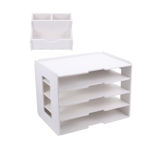 TOYANDONA Estantería de Oficina de PVC para Organizar Carpetas y Libros Diseño Moderno, Soporte Práctico para Almacenamiento en Escritorio y Mostradores