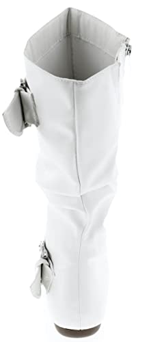 Image of Forever Link Women's Klein-70 Closed Round Toe Buckle Slouch Flat Heel Mid-Calf Boot