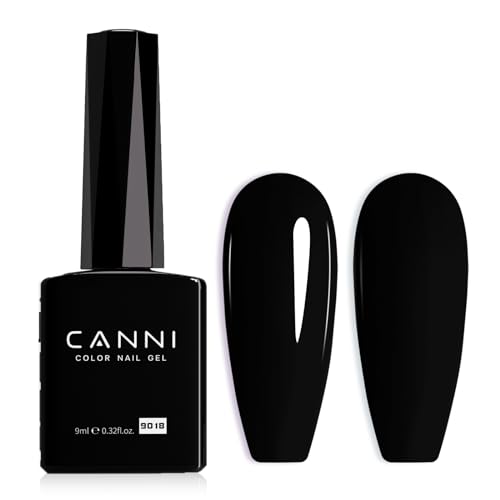 CANNI Black Gel Nail Polish, 1Pcs Pure Black Gel Polish Color High Gloss Soak Off U V Nail Manicure Salon DIY