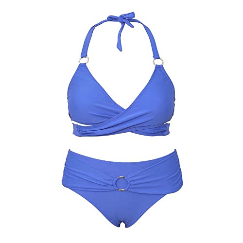 LYCG Tankini-Badeanzüge-Sets 2-teilige Badeanzüge für Frauen mit Halsausschnitt, Taille, verstellbare Krawatten, sexy, schlanke Bademode, einfarbig, Rückenausschnitt, Badeanzug, Strandanzüge Cover