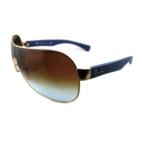 Ray-Ban RB3471 Shield Sunglasses, Gold/Gradient Brown, 32 mm