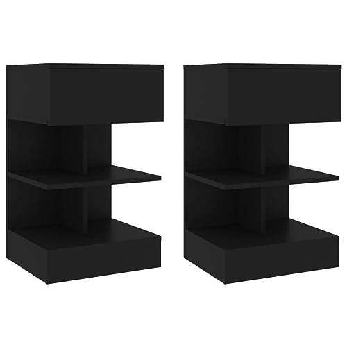 Tableaux de lit noirs 40x35x65 cm FANDIAO en lot de 2 pcs pour chambre