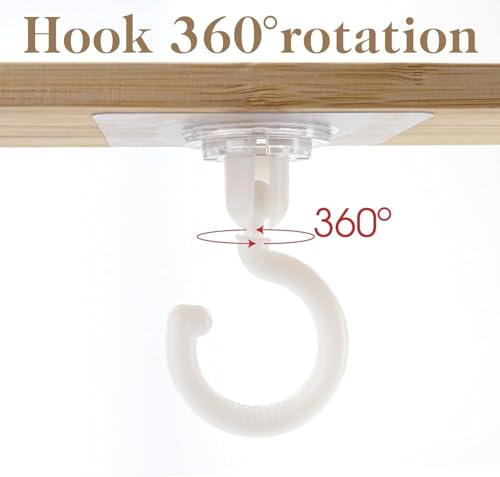 Image of 3 PCS Self Adhesive Ceiling Hooks 360 Degree Rotating Heavy Duty No Drill Sticky Hook for Hanging Lights Plants Wind Chimes Mosquito Nets Kitchen Bathroom Wall Ceiling Mount Organizer Hook