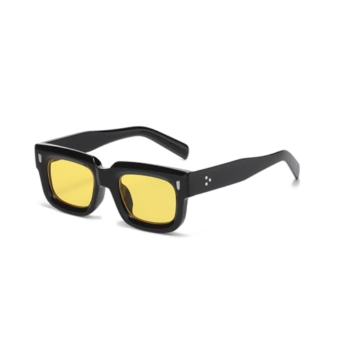 HJSTES Thick Square Sunglasses for Men Women Chunky Rectangle Frame Retro Designer Shades UV400 Protection