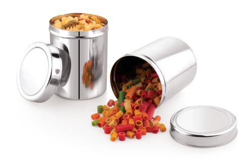 Image of NATULIX 250gms Stainless Steel Small Containers for kitchen | Kitchen Containers Set | Silver (450ml - 6pcs) Food Grains Capacity - 250gms Approx
