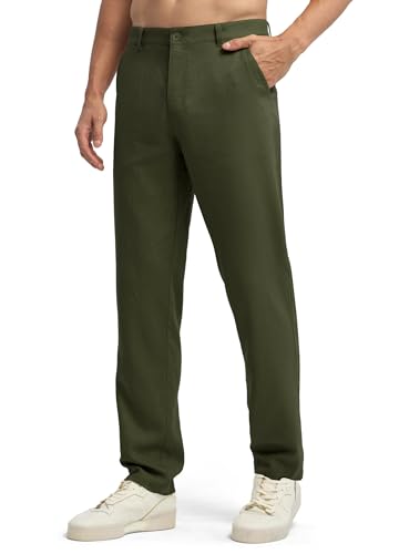 Image of Willit Men's Linen Pants Casual Linen Dress Pants Beach Summer Lightweight Trousers 28 inch 30 inch 32 inch