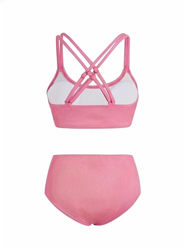 Image of Milumia Girl's 2 Piece Swimsuits Criss Cross Spaghetti Strap Bikini Sets Beachwear Bathing Suit