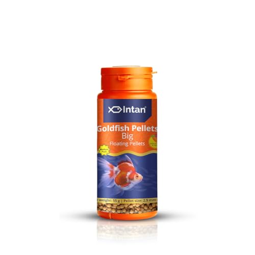 Image of Intan Goldfish Pellets for Fish | Medium Pack Aquarium Fish Food | Daily Nutrition Fish Feed | Big Floating Pellet 55 Gm, 2.5 mm Dia,All Life Stages