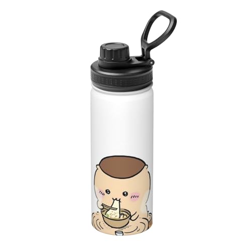 水筒 ちいかわ くりまんじゅう 真空断熱 保温 保冷 スポーツボトル 直飲み ステンレスボトル 水分補給 スポーツ飲料対応 漏れ防止 洗いやすい ハンドル付き 登山 スポーツ アウトドア オフィス 532ml
