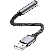 Oumida USB auf 3,5 mm Buchse, Kopfhörer-Adapter, USB auf AUX-Audiokabel, kompatibel mit Tablet PC Switch PS 4/5 MacBook (Schwarz*1)