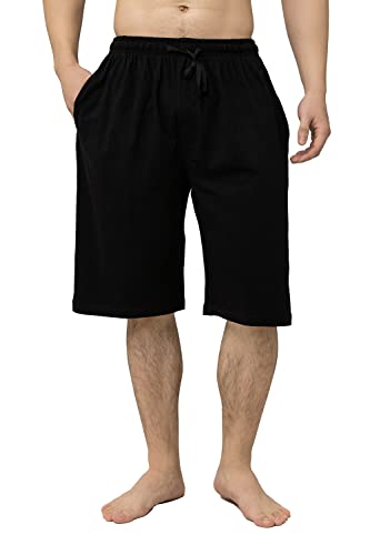 Bintangor Men's Pajama Shorts 100% Cotton Knit Elastic Waistband Sleep Lounge Wear pj Shorts 1 Pack