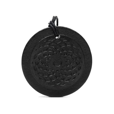 RUMINERAL Shungite 3D Engraved Pendant Circle with Cord - Authentic Healing Stone for Chakra and Energy Balancing - Flower of Life Cover