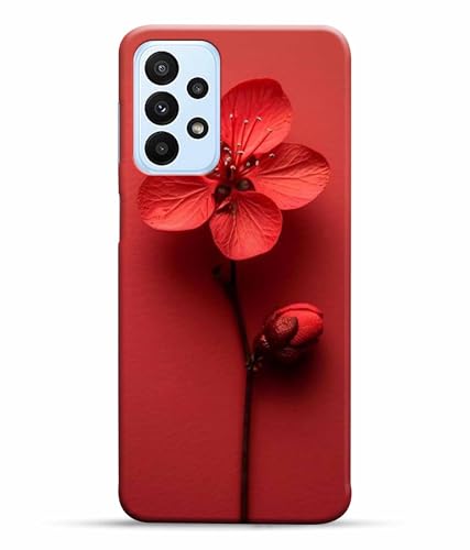Image of Printed Hard Back Case Cover & Compatible for Samsung Galaxy A23 LTE | A23 5G | Samsung A23 5G | Red Flower Painting (Multicolor) - D1195