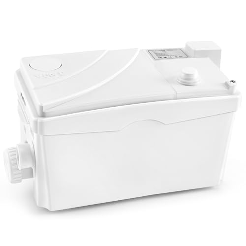 500W Utility Sink Pump with PCB Function Upgrade Structure Upflush to 23FT 1600GPH Under Sink Pump with 3 Water Inlets 1 Outlet Macerating Toilet System for Sink Shower Urinal Kitchen Basement