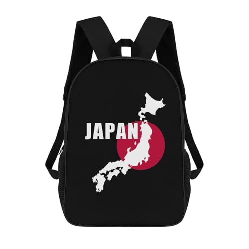 Japan Map Japanese Flag 17 Inches Travel Backpacks Funny Shoulder Bag Lightweight Daypack - Main Image